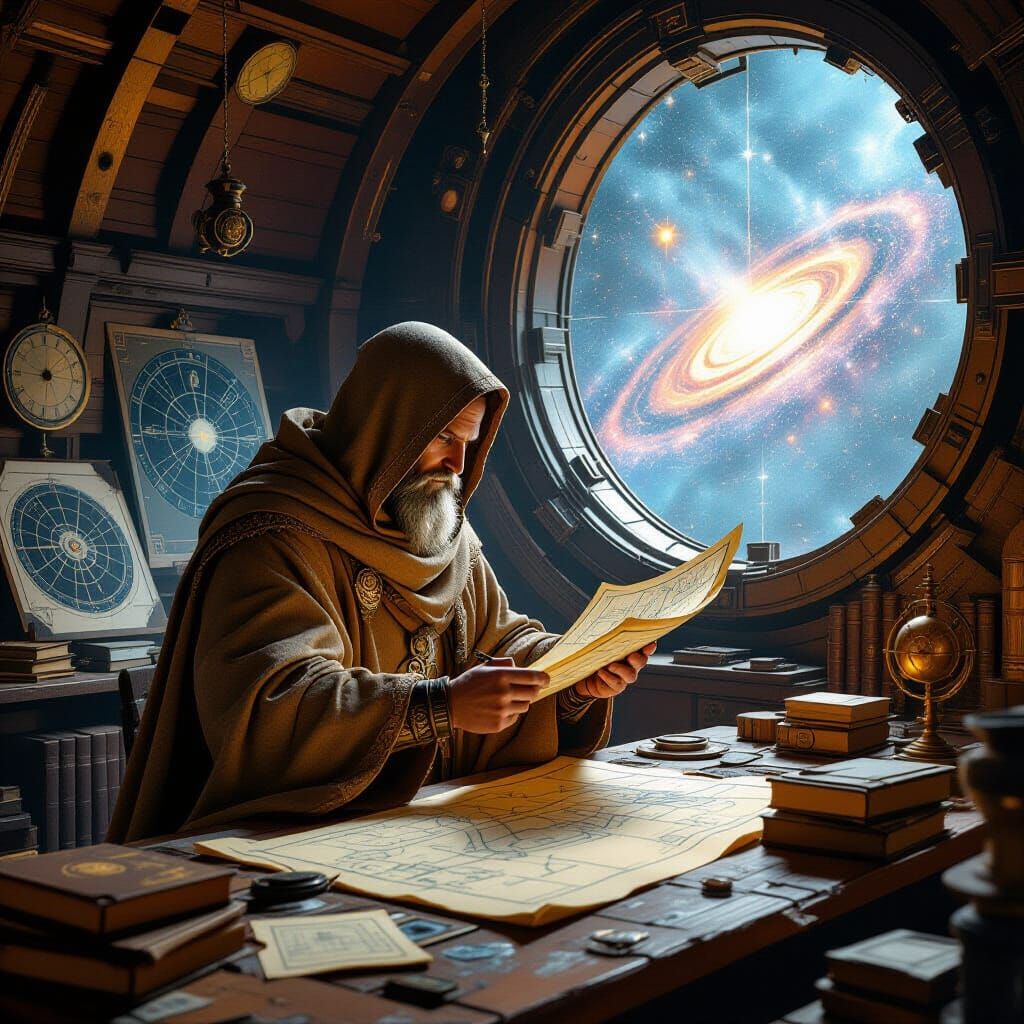 Ancient Cartographer Charts Galaxy in Ornate Observatory