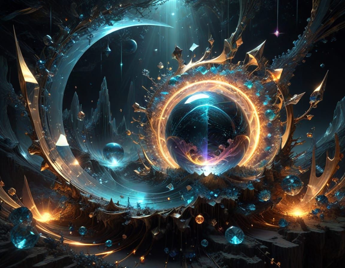 Ethereal Quantum Portal in Vibrant Surreal Landscape