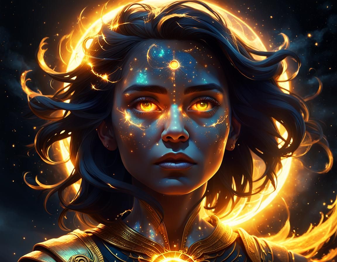 Woman Casting Spells During Solar Eclipse