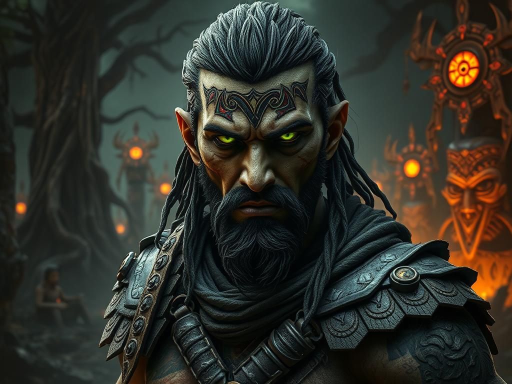 Warrior in Post-Apocalyptic Landscape, Dark Fantasy Style