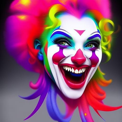 Happy Female Clown Spray Paint Graffiti Art