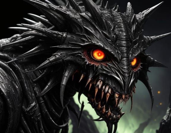 Grotesque Creature Emerges from Abstract Abyss