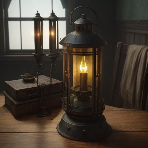 Steampunk Lantern in Hyperrealistic Detail