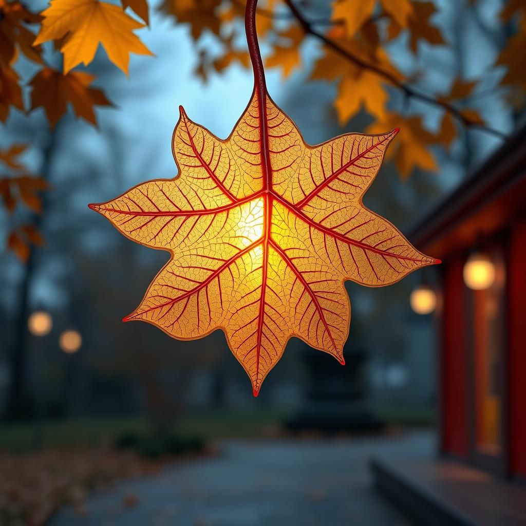 Golden Glass Maple Leaf in Soft Autumn Light