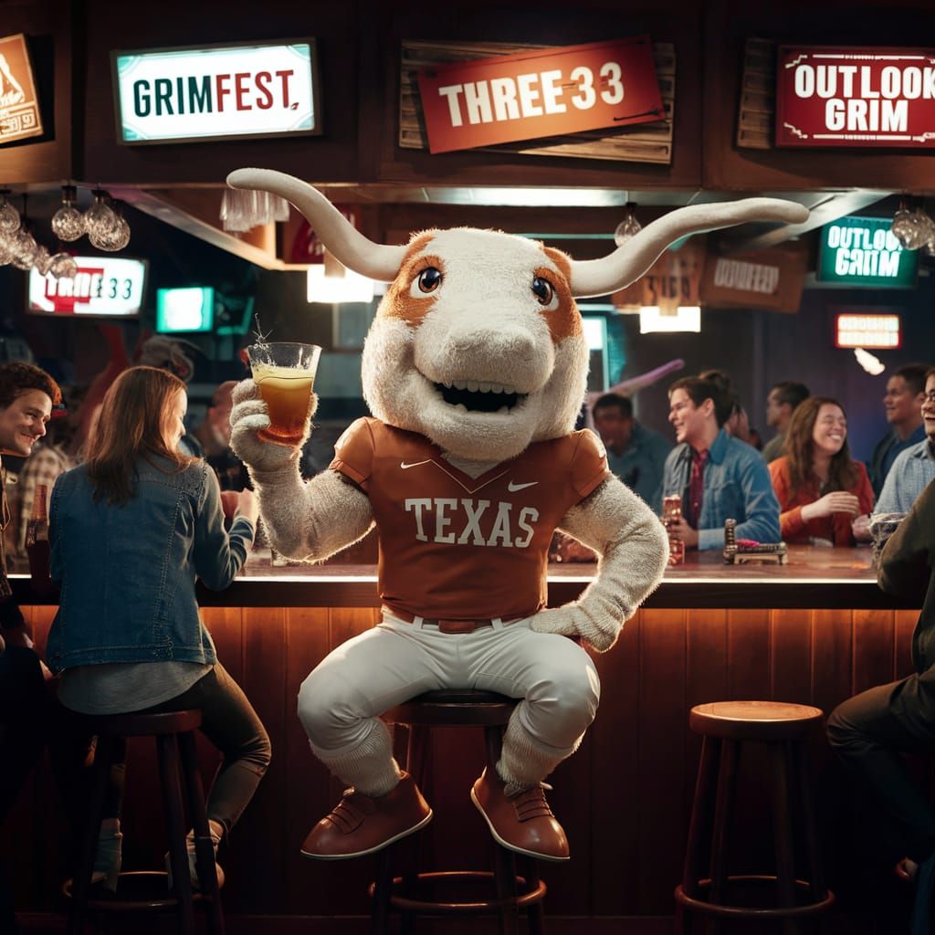Happy Texas Longhorn at Grimfest University Bar