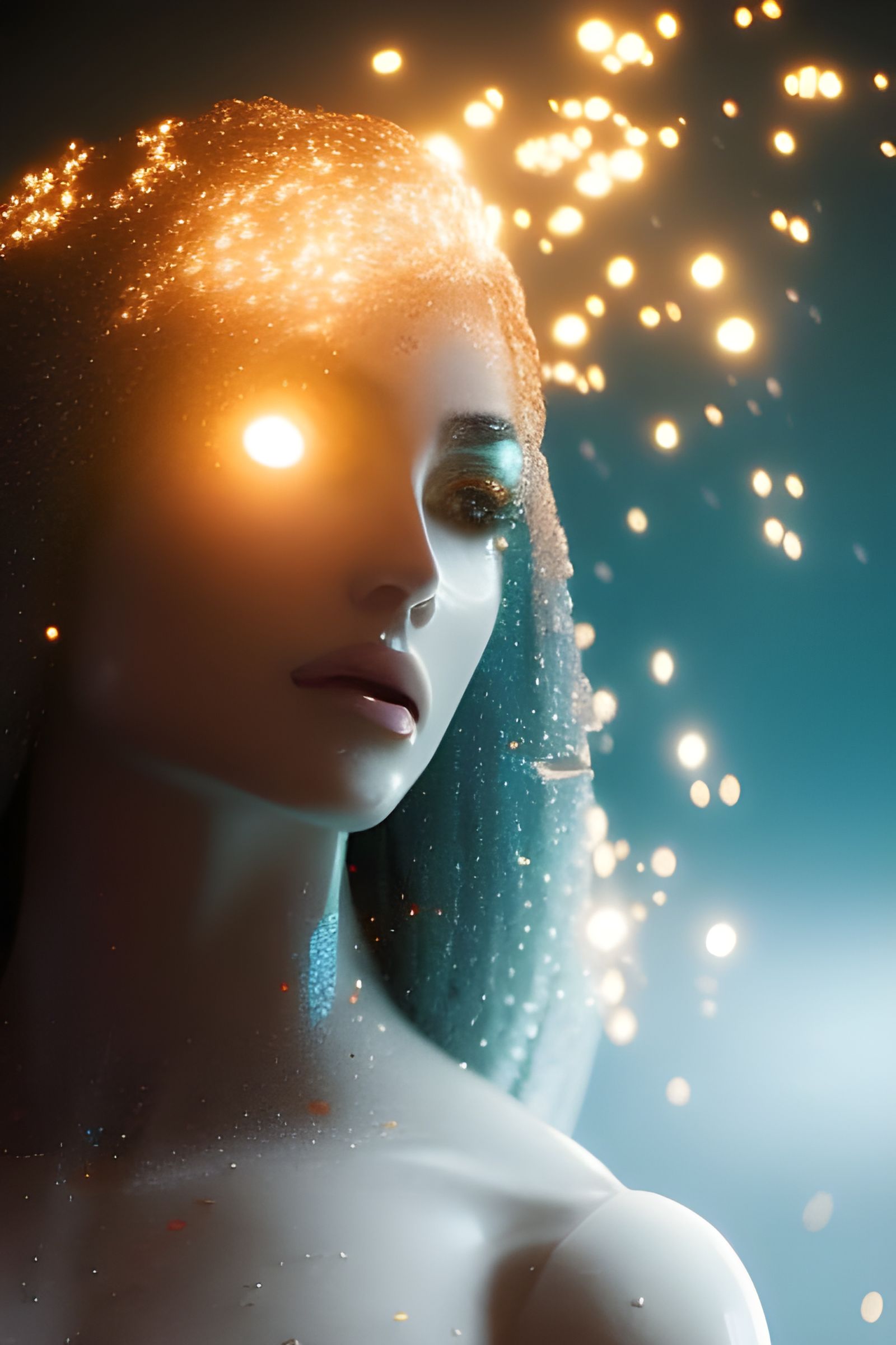 Sparkling Ice Queen Portrait in Fairycore Style