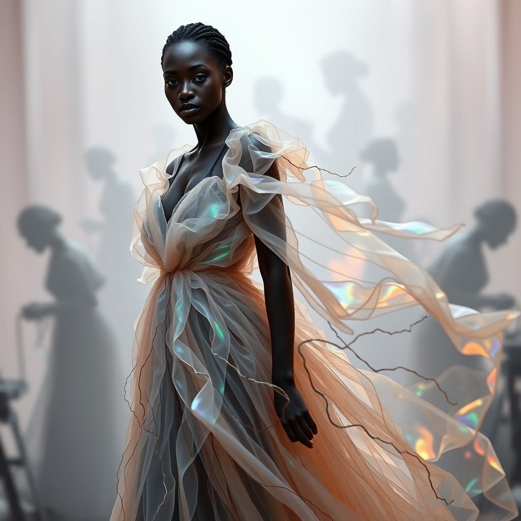 Iridescent Gown Evokes Nylon Production's Dark History