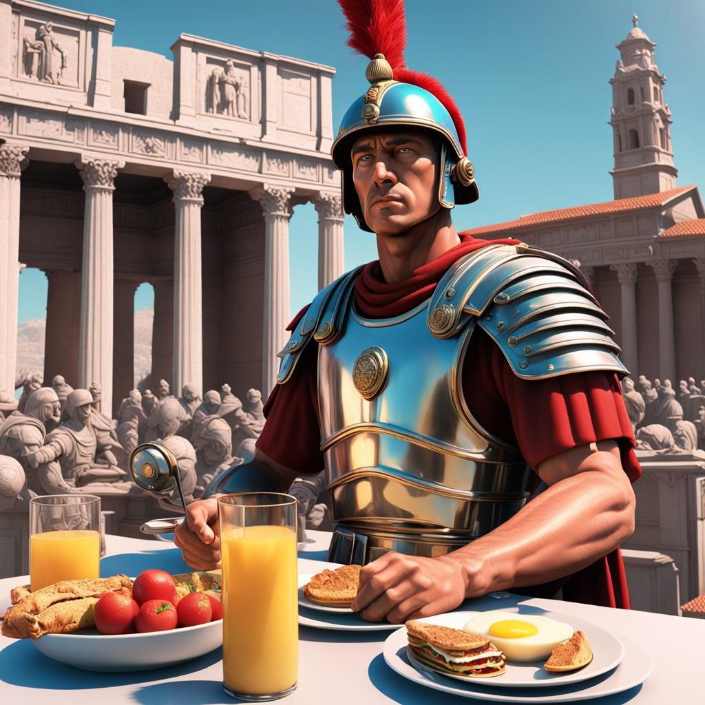Roman Soldier's Synthwave Breakfast After Alesia