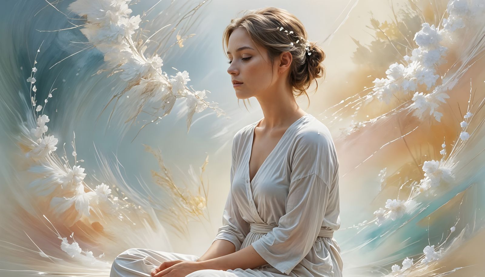 Person Sitting Still in Soft Light