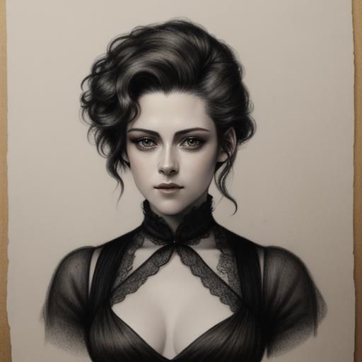Kristen Stewart as 1920s Gibson Girl Portrait