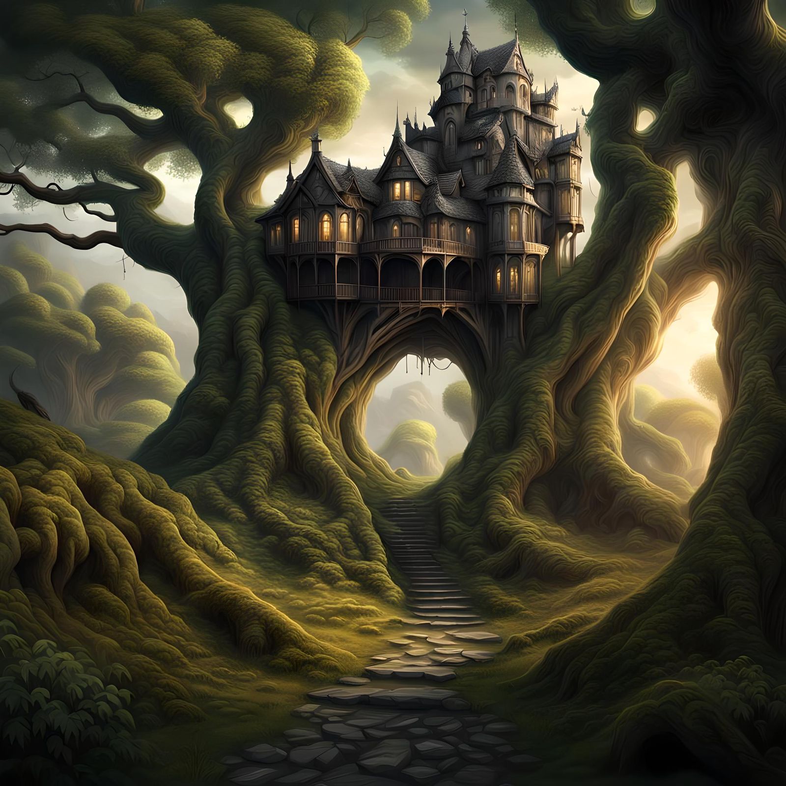 Epic Tree Castle in a Giant Ash Tree