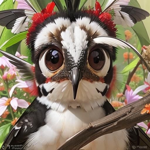 Hummingbird and Insects Sipping Nectar