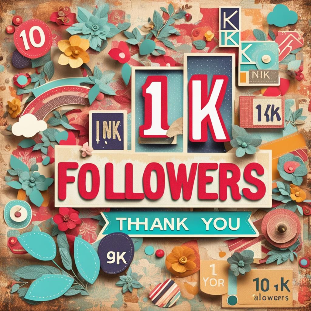 Retro Collage: 1K Followers Thank You