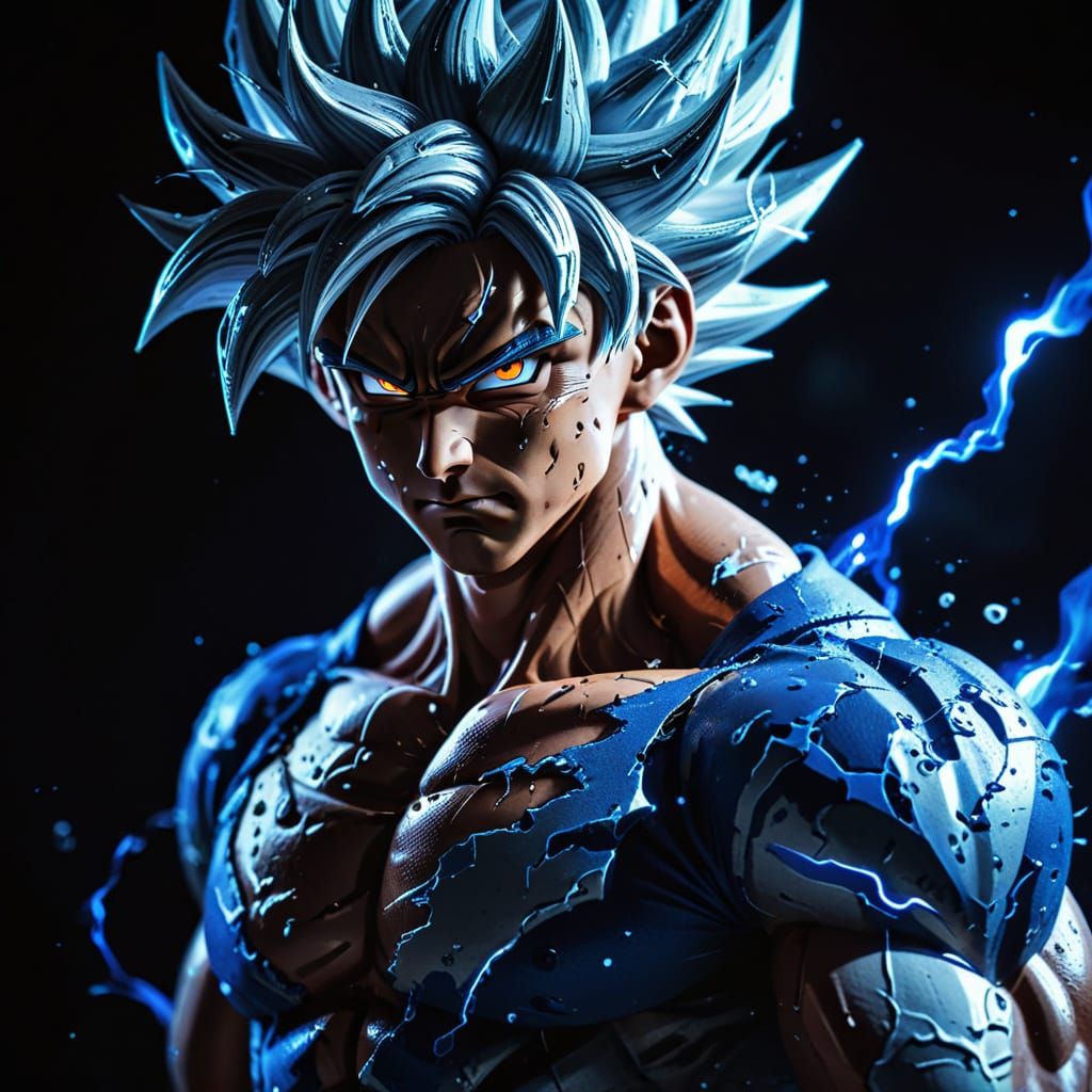 Dragon ball Z goku ultra instinct ultimate Masterpiece, Best Quality, flat, Manga Scan, Anime, cinematic lighting, drawn...