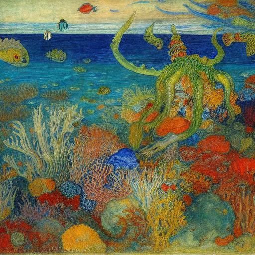 Sea Vampire in Coral Reef: Surreal Art