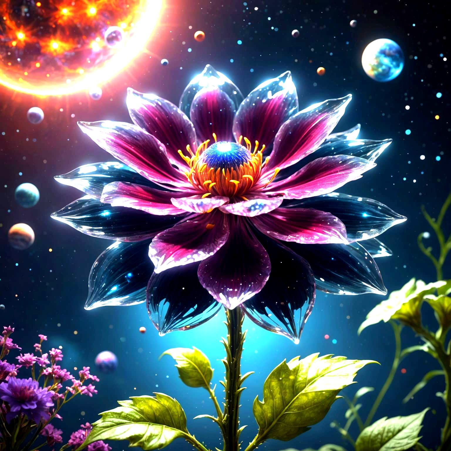 Transparent Space Flower with Universe Inside