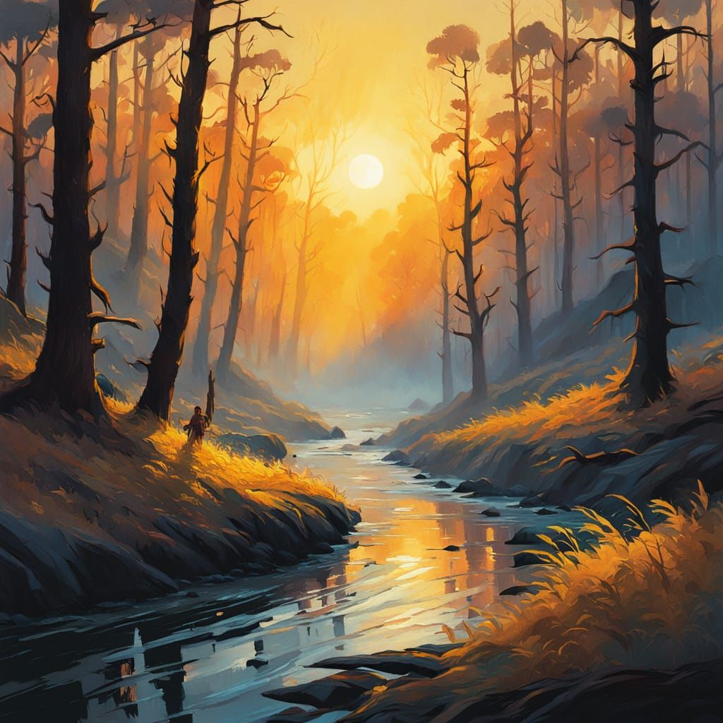 Spirit Woven in Mist: Impasto Gouache Style