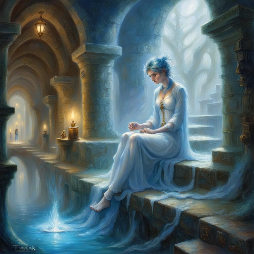 Blue Elf Waits Impatiently in Laboratory