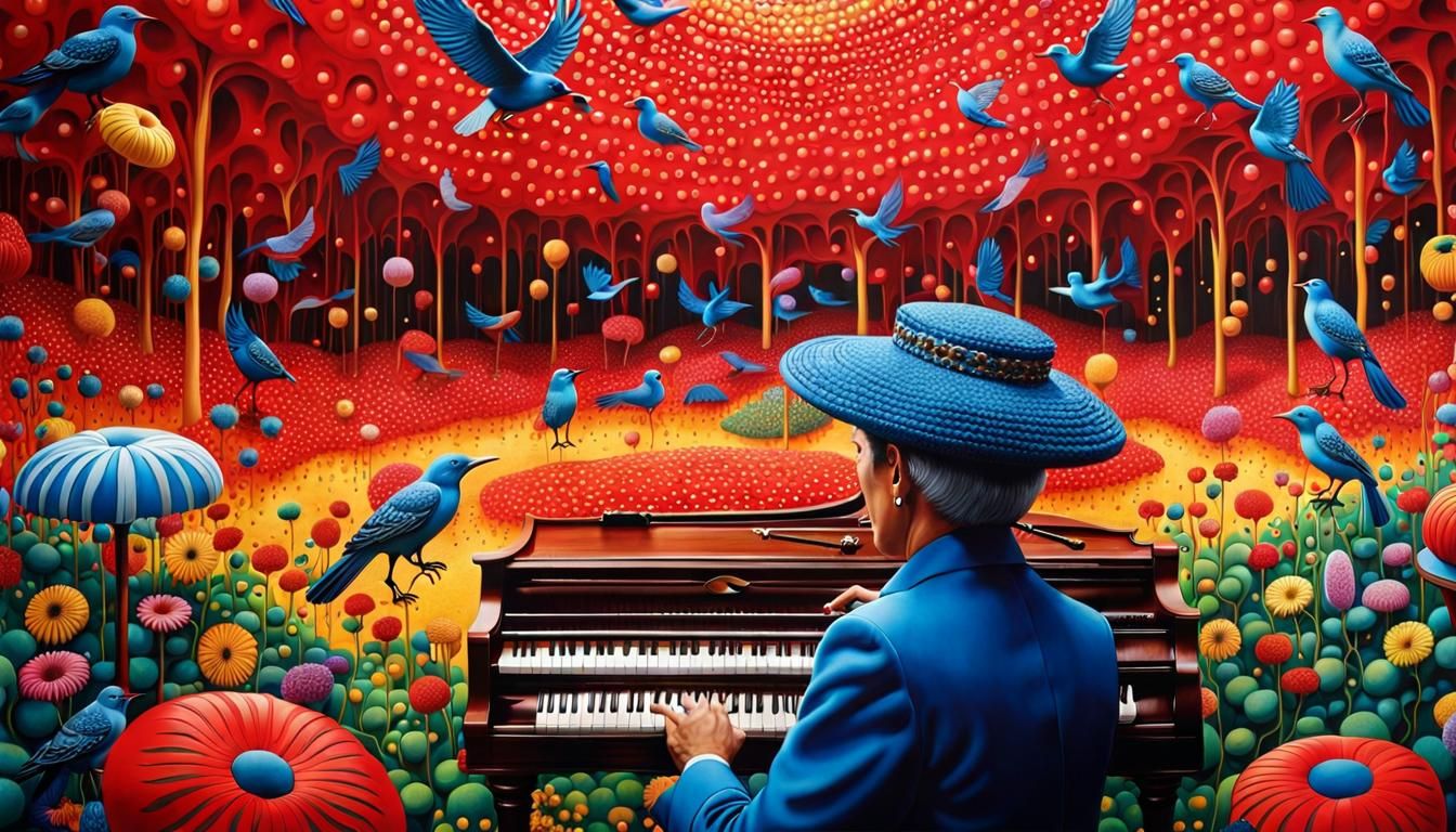 Magical Realism: Ragtime Band in Vivid Gouache Painting