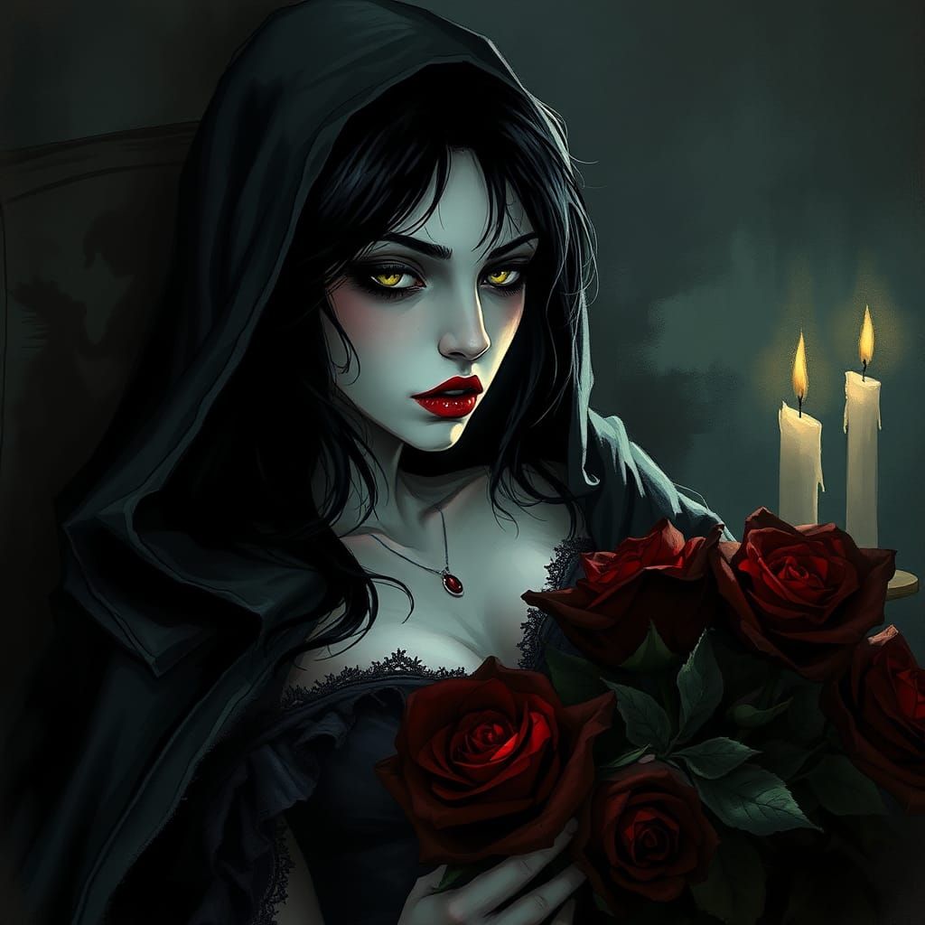 Mysterious Vampiress in Dark Mystical Realism
