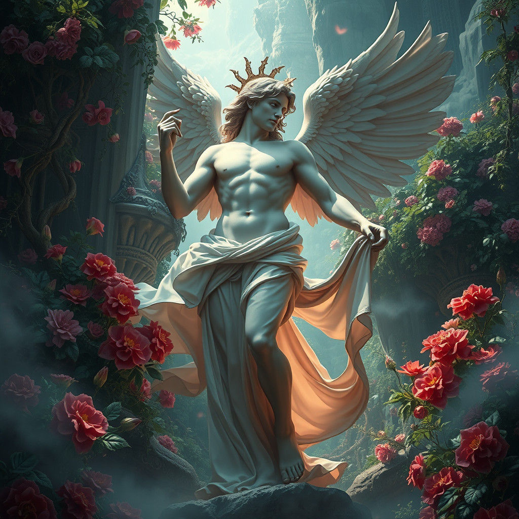 Eros, God of Love, in Dreamlike Ethereal Art