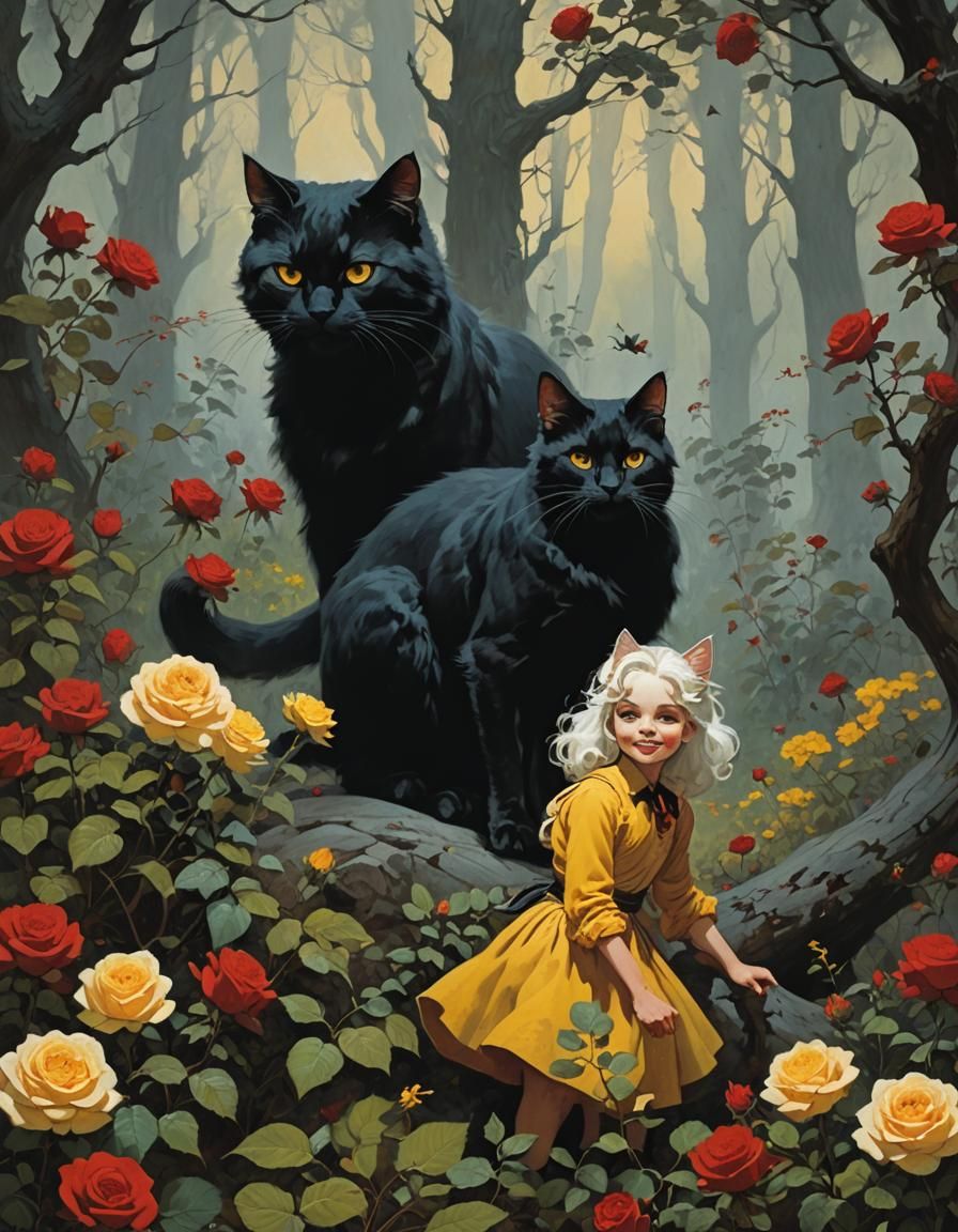 Children in Misty Forest, Frazetta Style Pastel