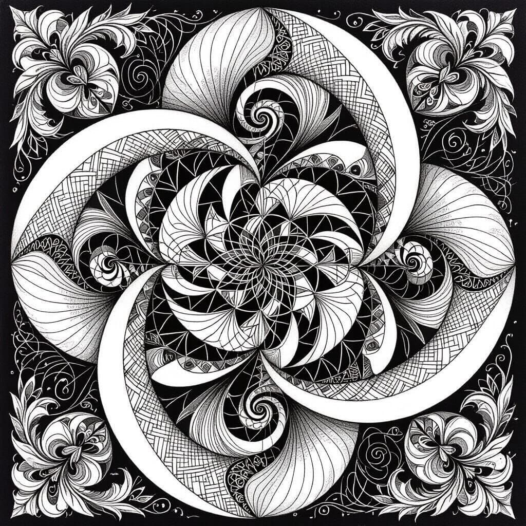 Abstract Black and White Art: Sacred Geometry Meets Organic ...