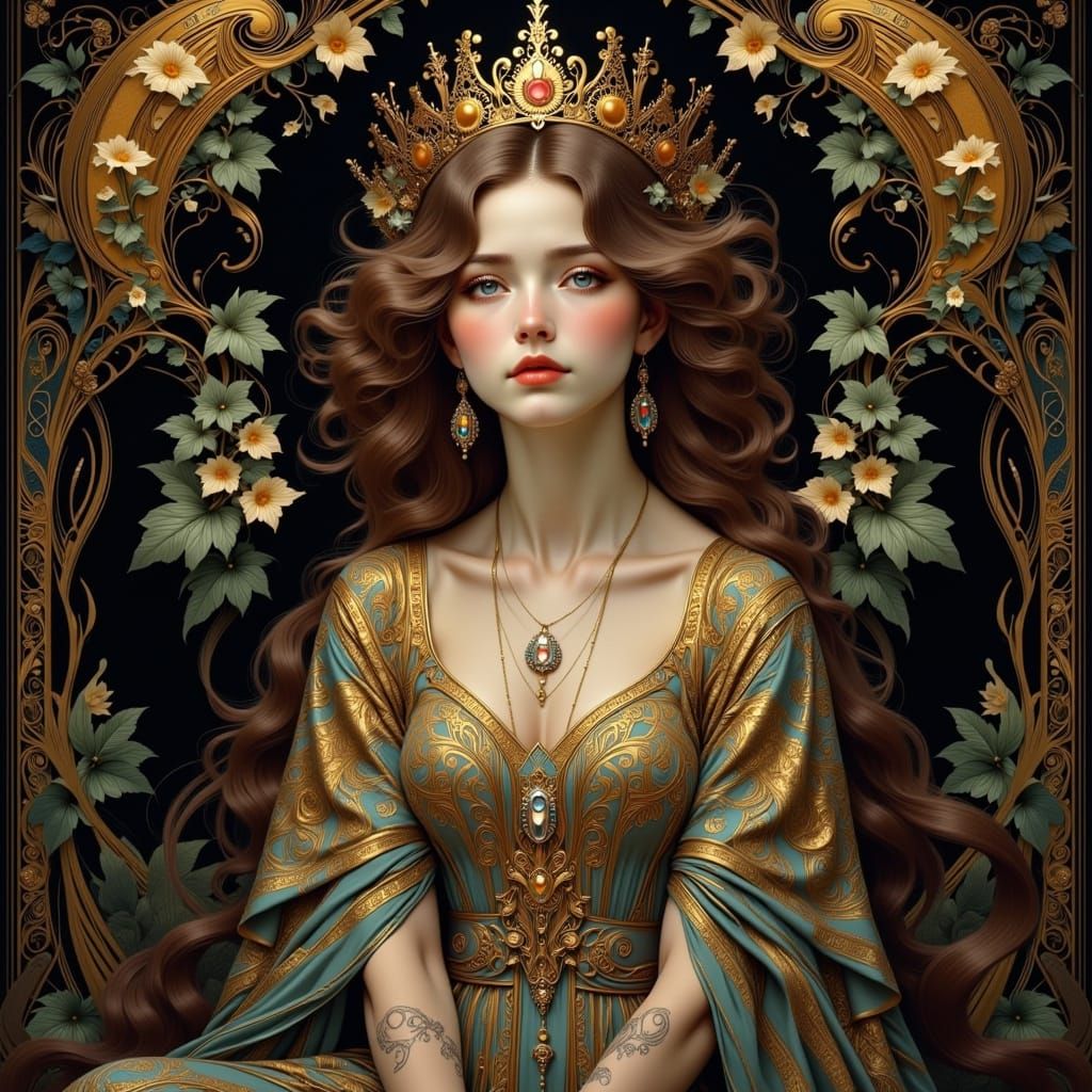 Fairy Queen Portrait in Art Nouveau Style