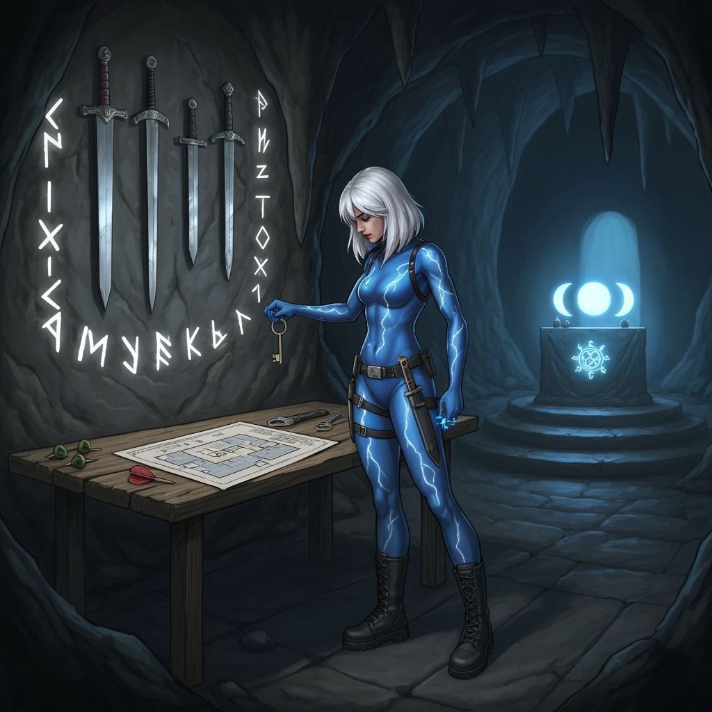 Mysterious Cave Entrance With Glowing Runes and Hidden Treas...