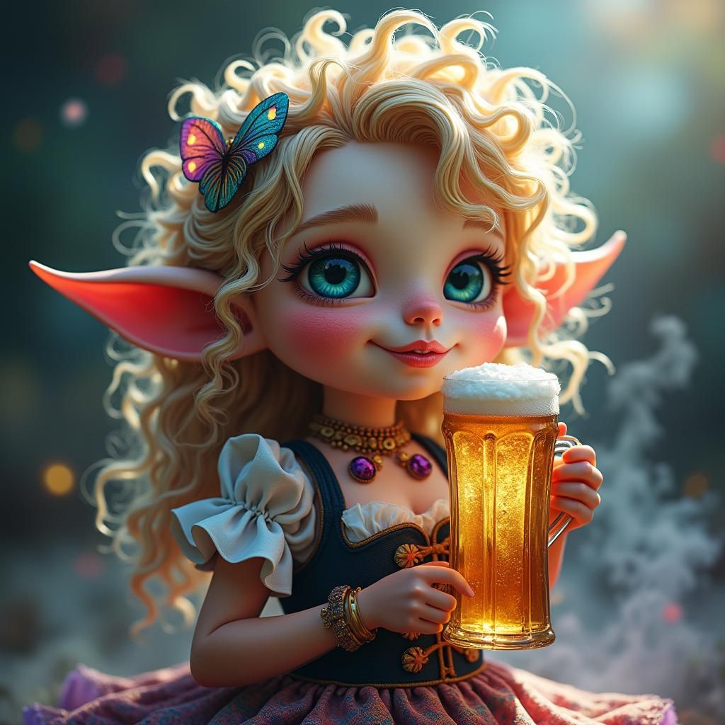 Gnome Girl Celebrates Oktoberfest: Digital Art