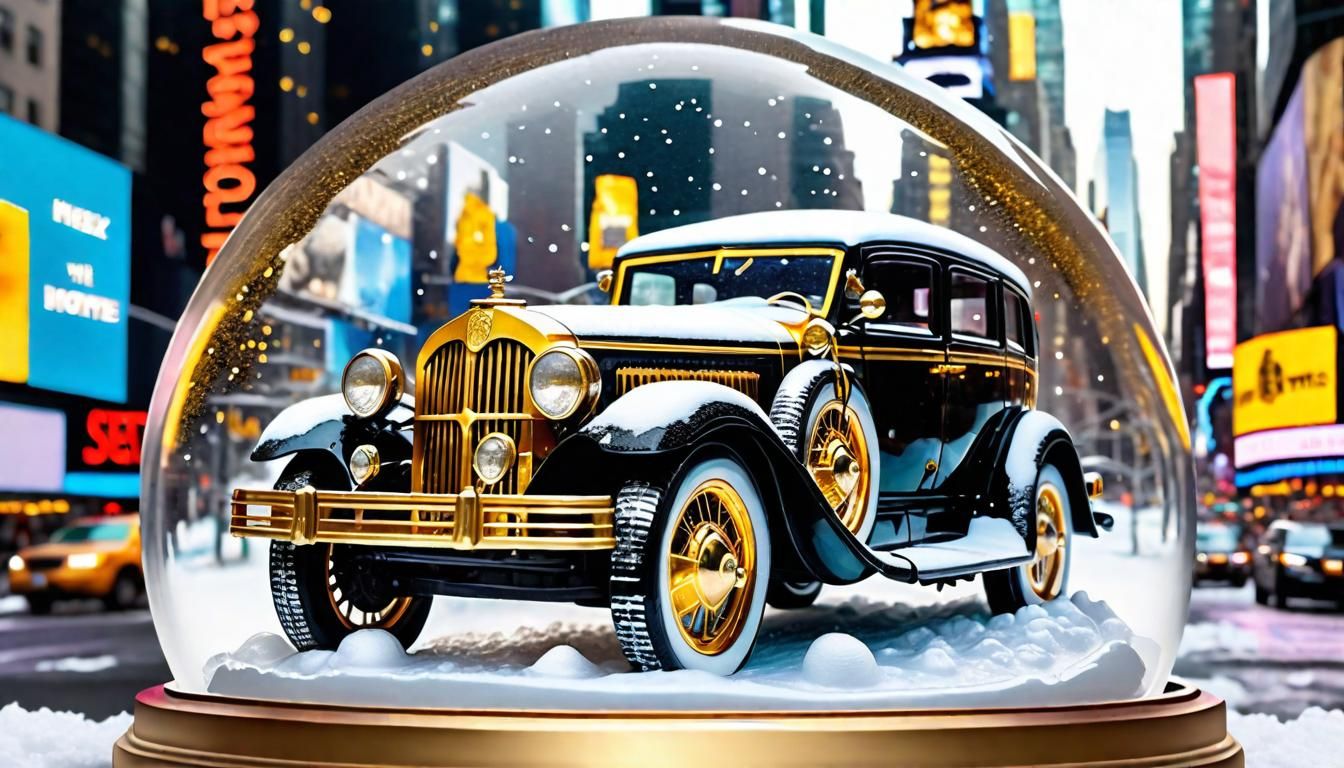 Stutz Bearcat Automobile Snow Globe at NYC Times Square.