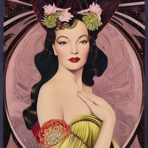 Gene Tierney as Venus in Art Deco Style
