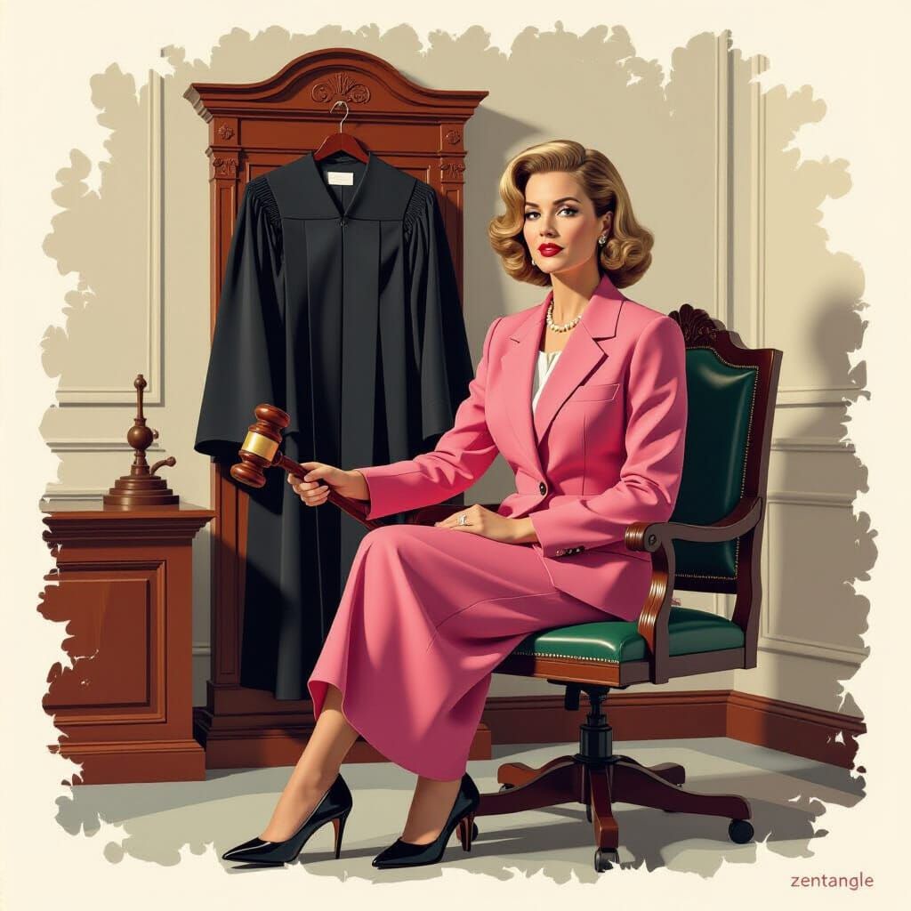 Judge Elle Woods in Pink Suit with Gavel