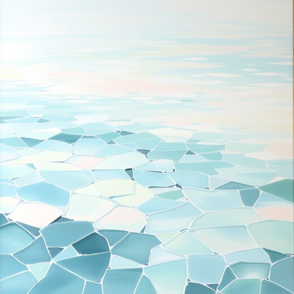 Shattered Glass Water in Pastel Abstract Style