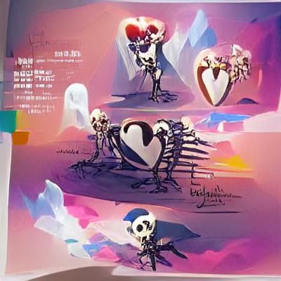 Intricate Digital Art: Skeletal Heart Illustration