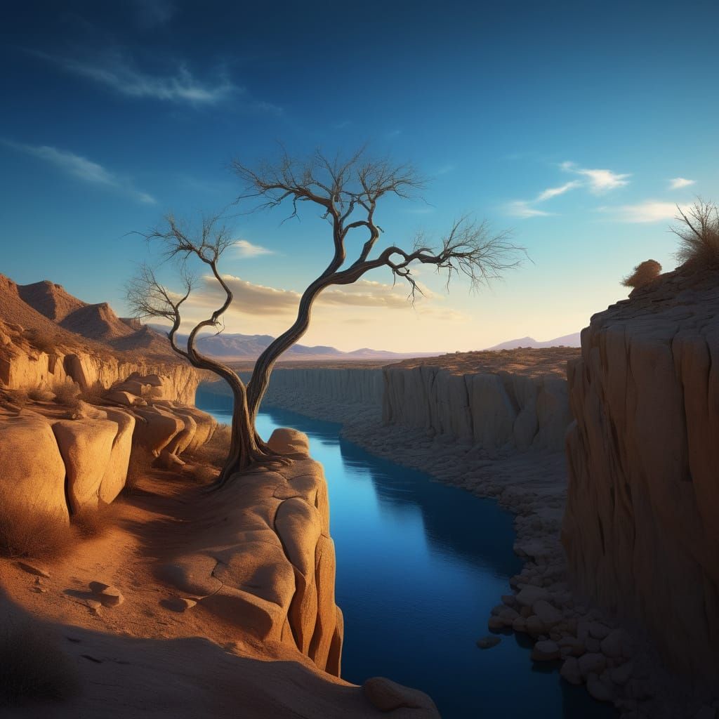 Epic Desert Landscape in Oil Painting Style
