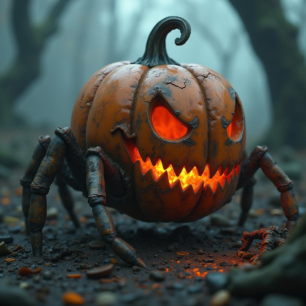 Halloween Pumpkin Exoskeleton in Dark Fantasy Style