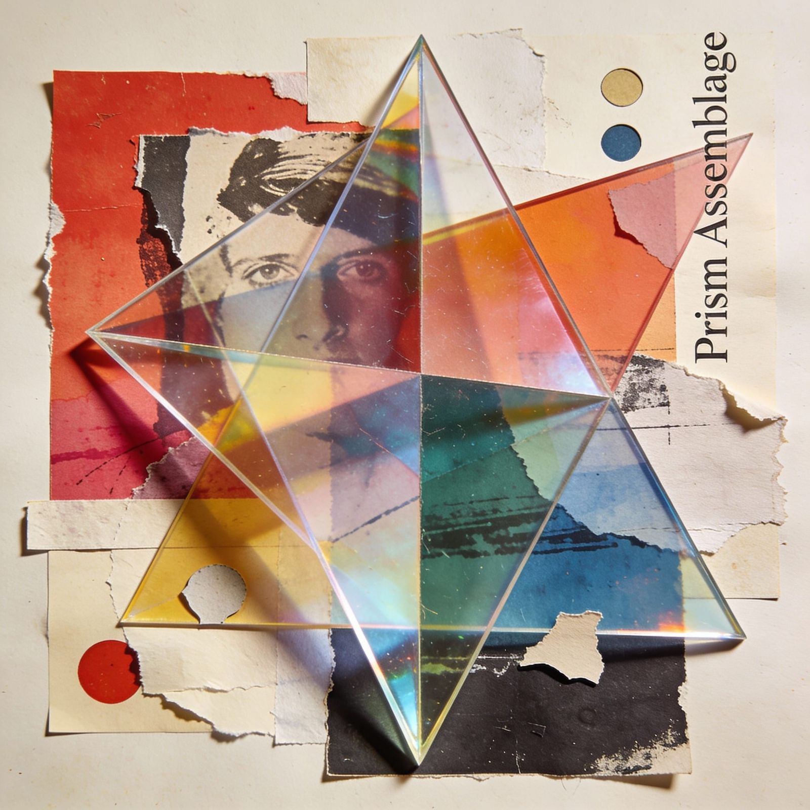 Prism Assemblage Abstract Collage with Torn Paper Textures