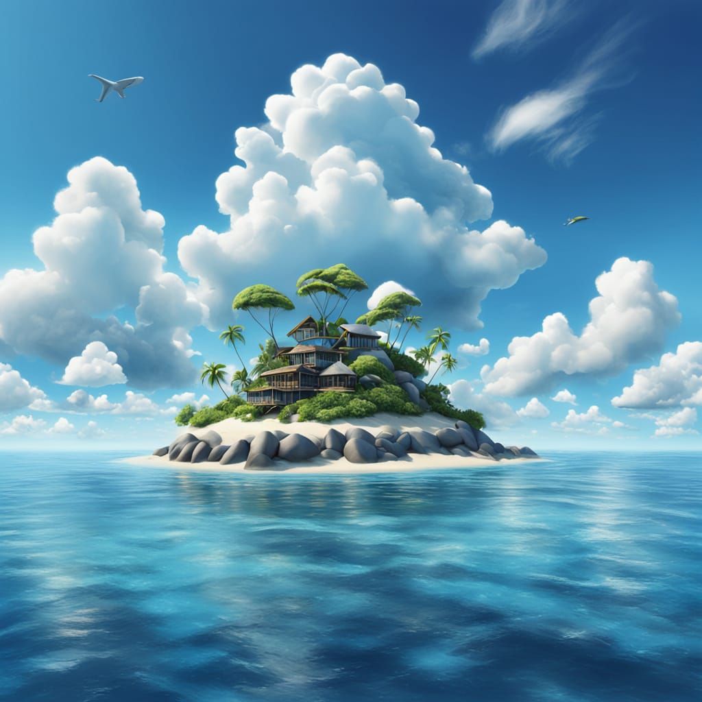 Island Beach in 3D Pixar Animation Style