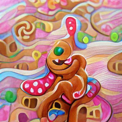 Gingerbread Man in Candyland Gouache