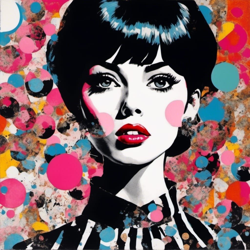 Pop Art 60s Woman Blowing Bubble Gum