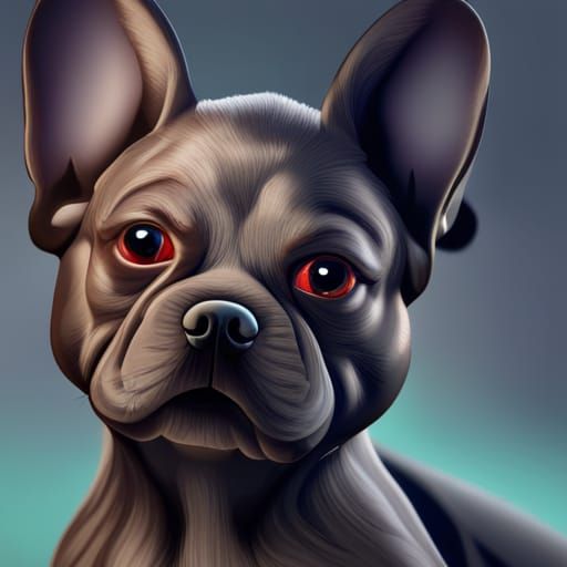Detailed Matte Painting of French Bulldog Pup