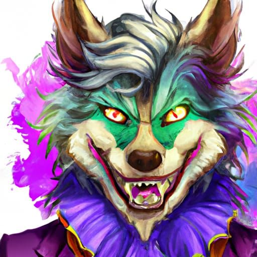 Furry Werewolf Joker in Anime Art Style