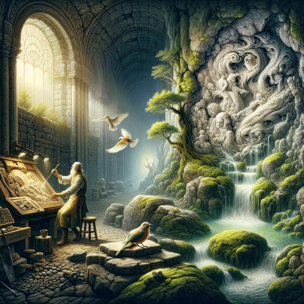 Romantic Stone Carving Reveals Enchanted Forest