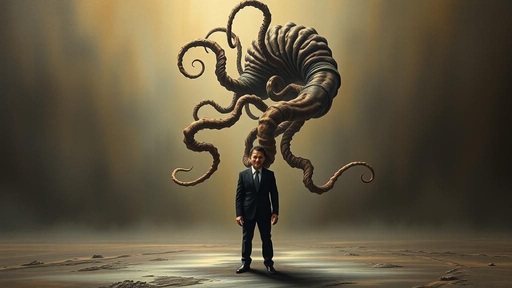 Surreal Dreamscape: Figure and Amorphous Mass