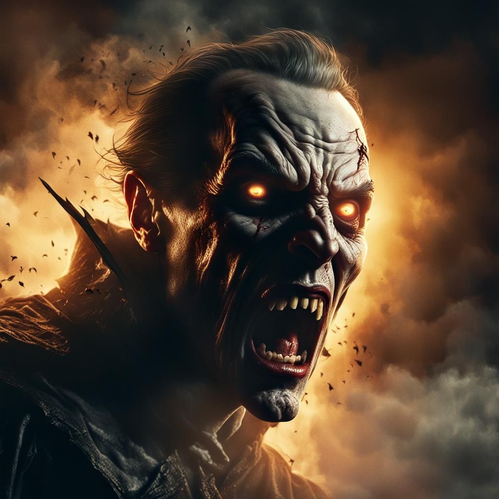 Terrified Vampire Dissolving in Sunlight: Hyper-Real Horror