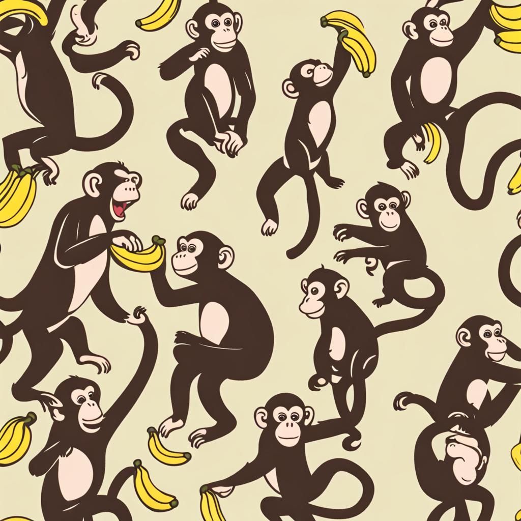 Dancing Monkeys Enjoying Bananas