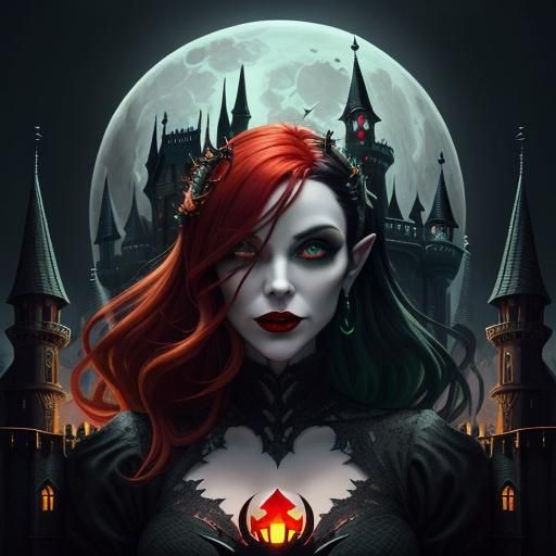 Ophelia: Recursive Portrait in Escher-Style Cityscape