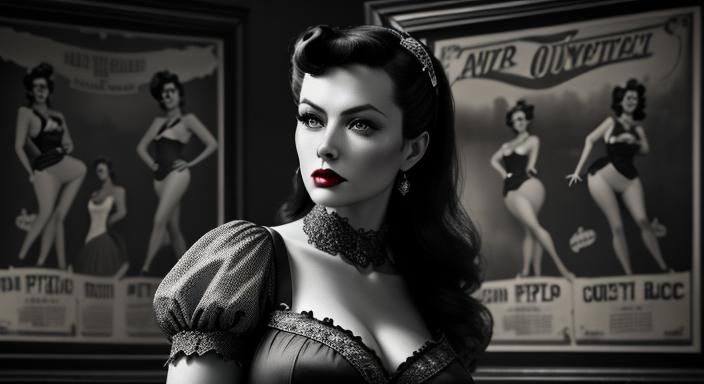 Vintage Pin-Up Girls Poster in HDR