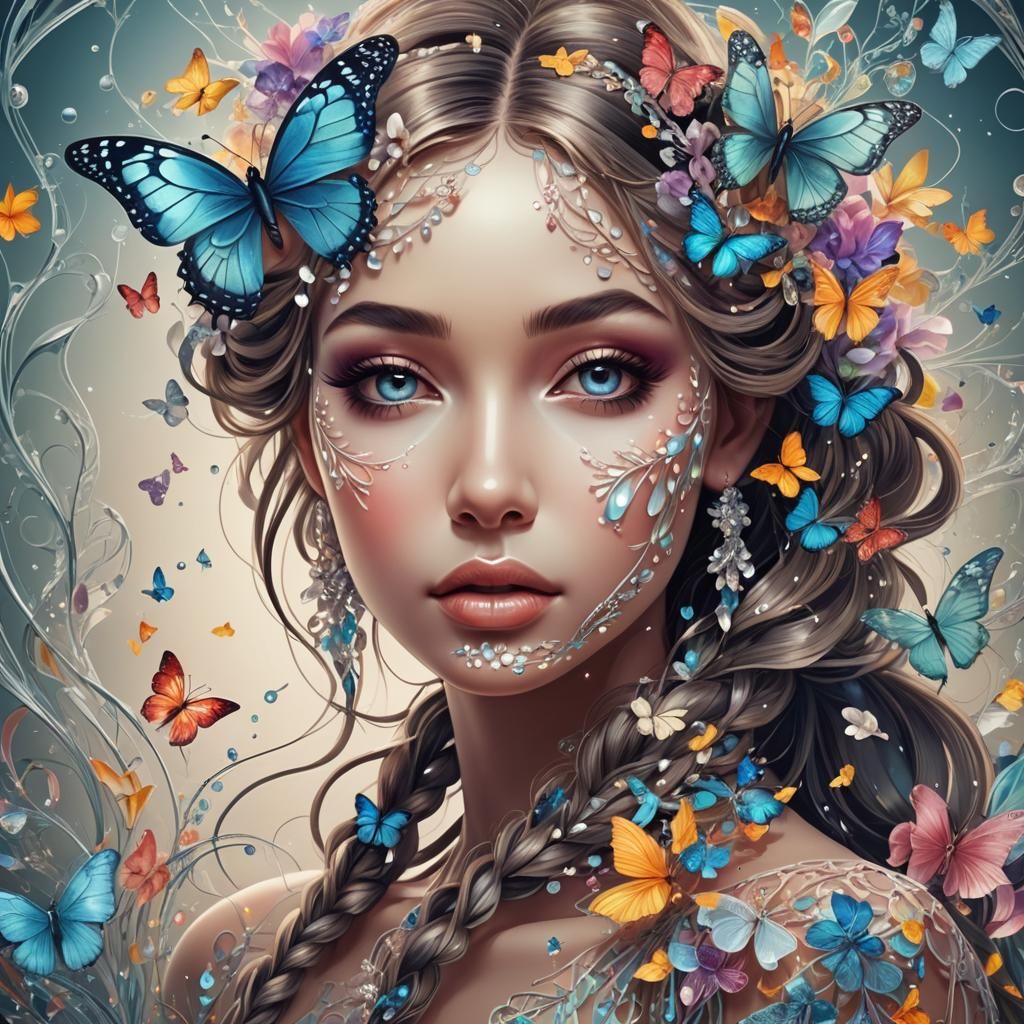 Glass Flower Woman with Magic Sparkles